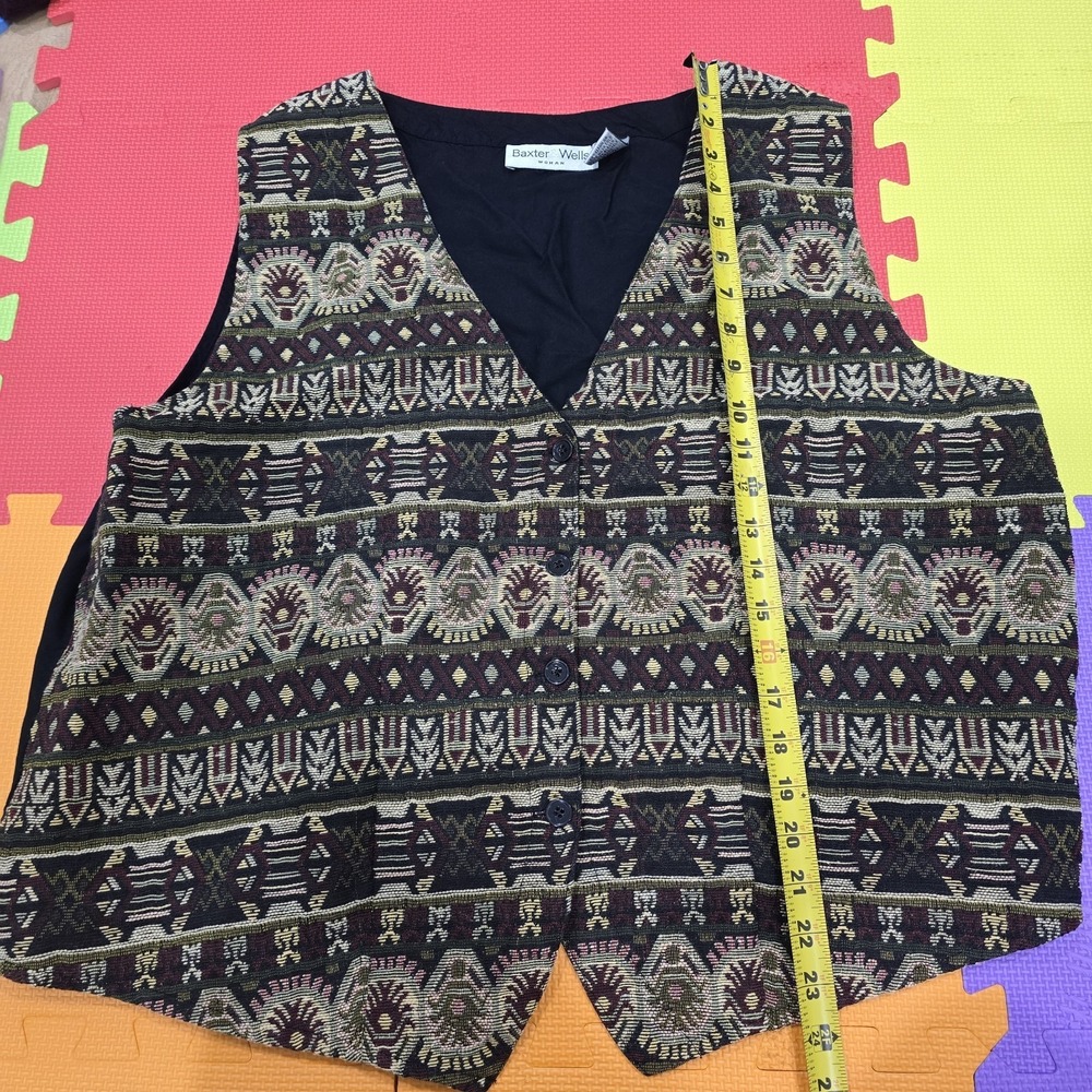 VTG Baxter & Wells Woman Tapestry Vest Size‎ 22W Boho Geometric Southwestern 90s